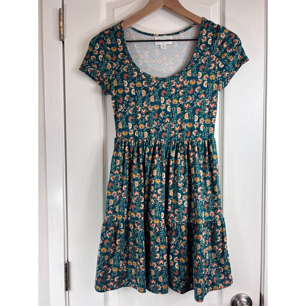 Francesca's Jun & Ivy Multicolor Floral Short Sleeve Tiered Dress Size XXS